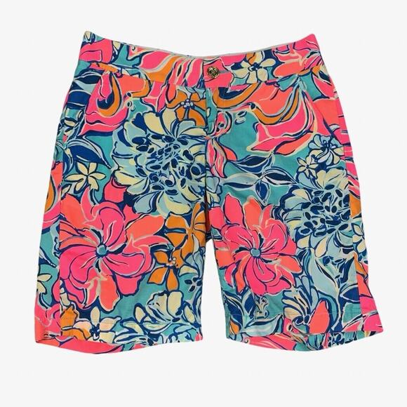 Lilly Pulitzer Pants - Lilly Pulitzer Shorts Womens 2 Neon Multi The Chipper Floral Bermuda Zip Chino